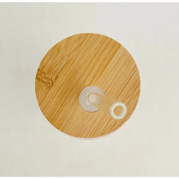 Pink Smiley Face Glass Tumbler 16 oz with Hearts Bamboo Lid and Glass Straw - Picture 3 of 10